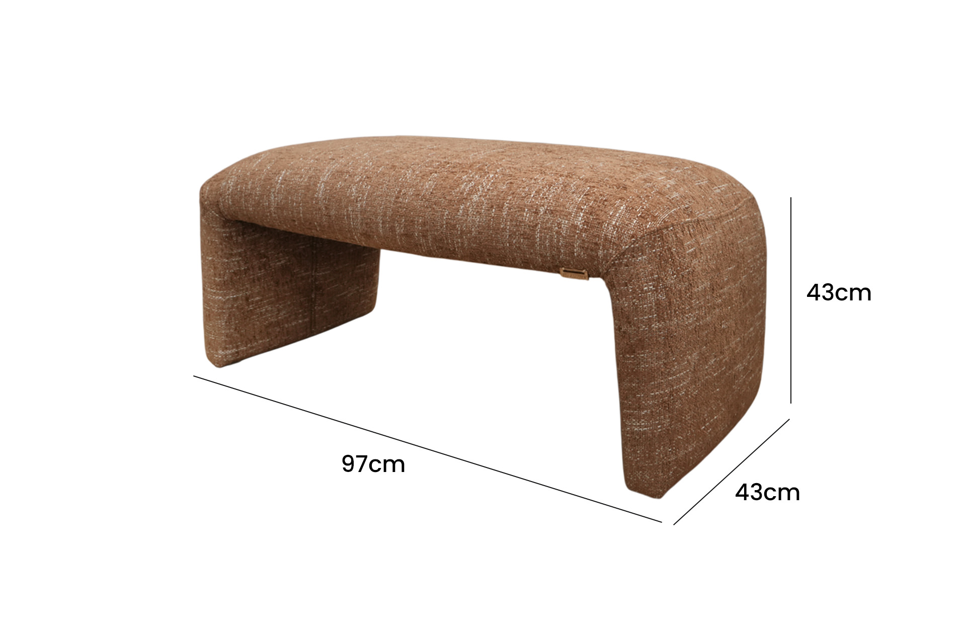 Home Decor Rake Ottoman Large Side View Size