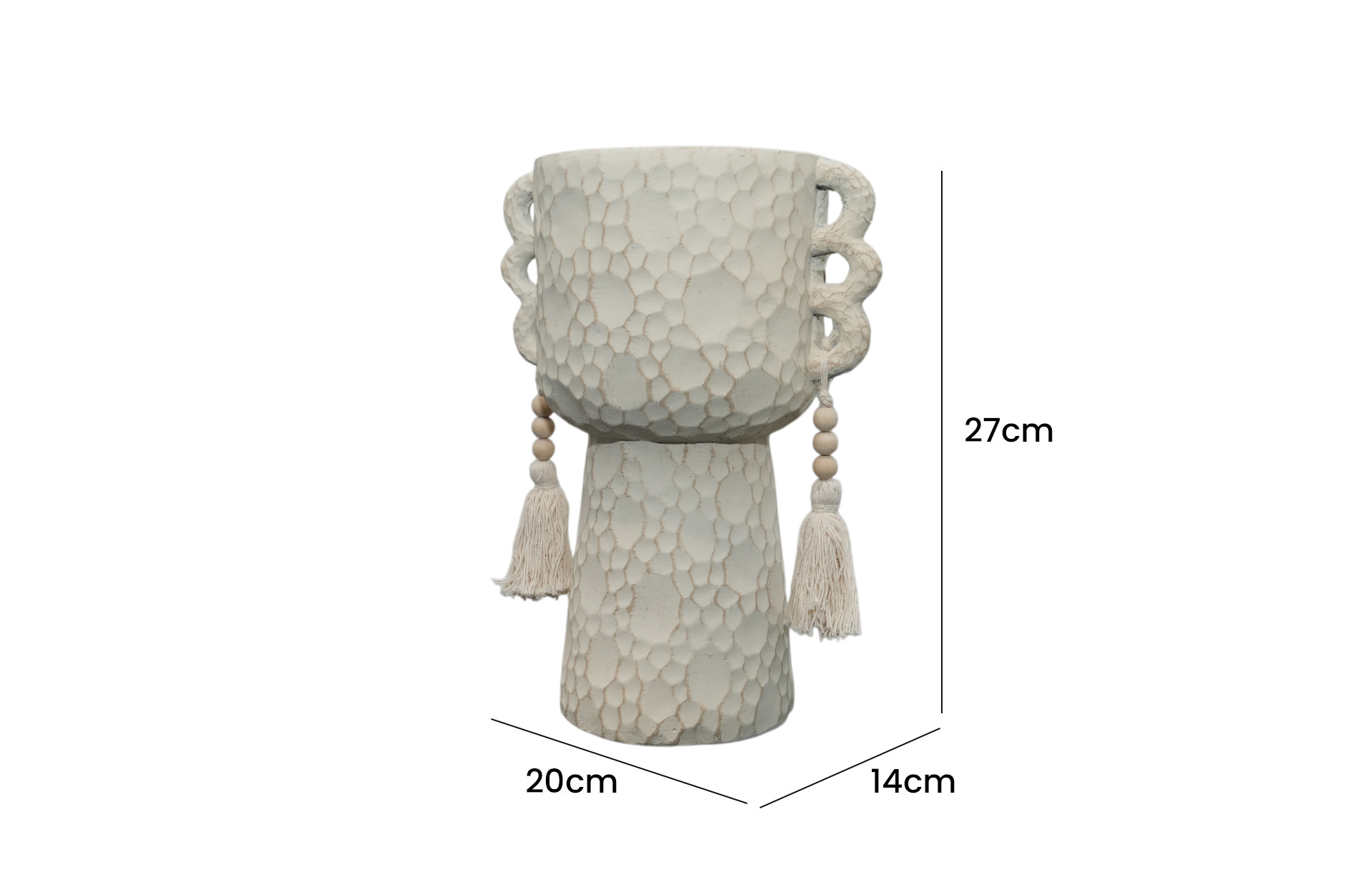 Home Decor 460279 Planter with Hanging Tassel Side View Size