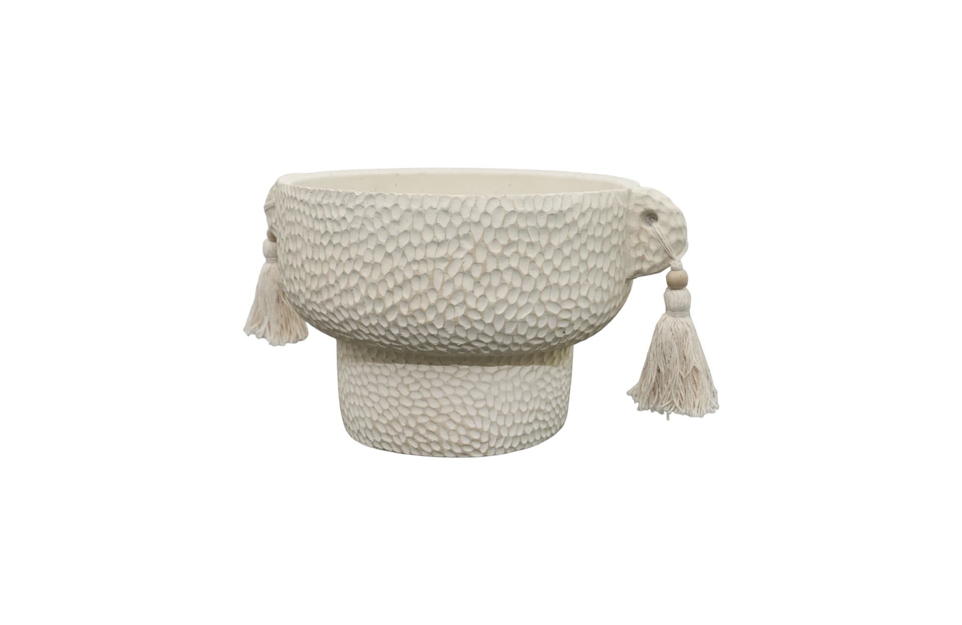 Home Decor 460281 Planter with Hanging Tassel Side View
