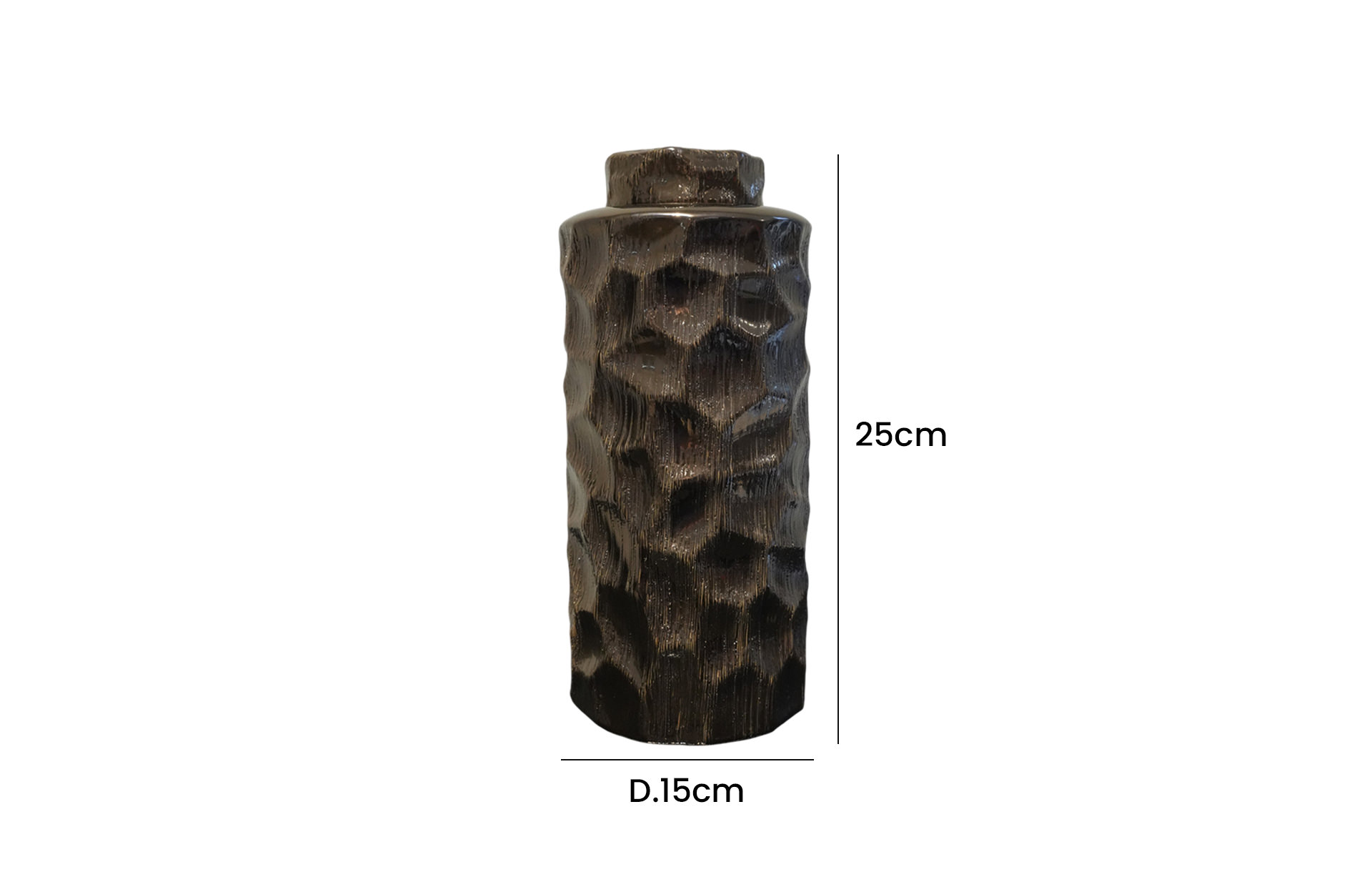 Home Decor 61005 Ceramic Lidded Jar Front View Size