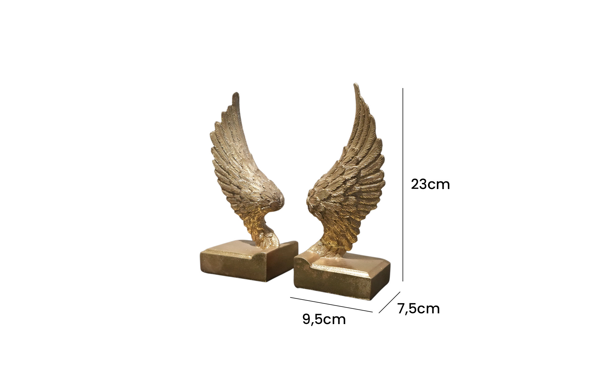 Home Decor 77599 S2 Wing Bookends Side View Size