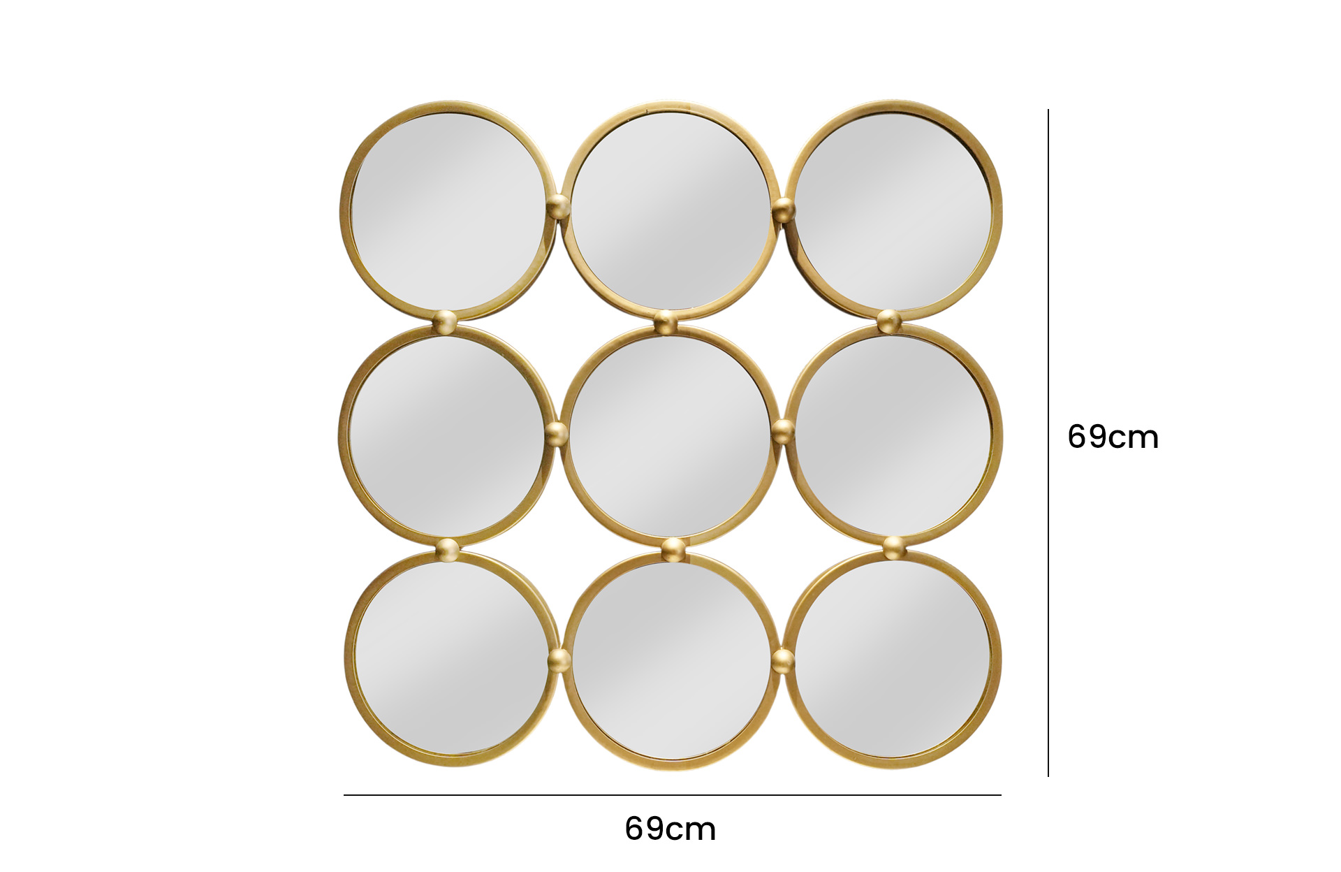 Home Decor 83728-DS Metal Wall Mirror Front View Size