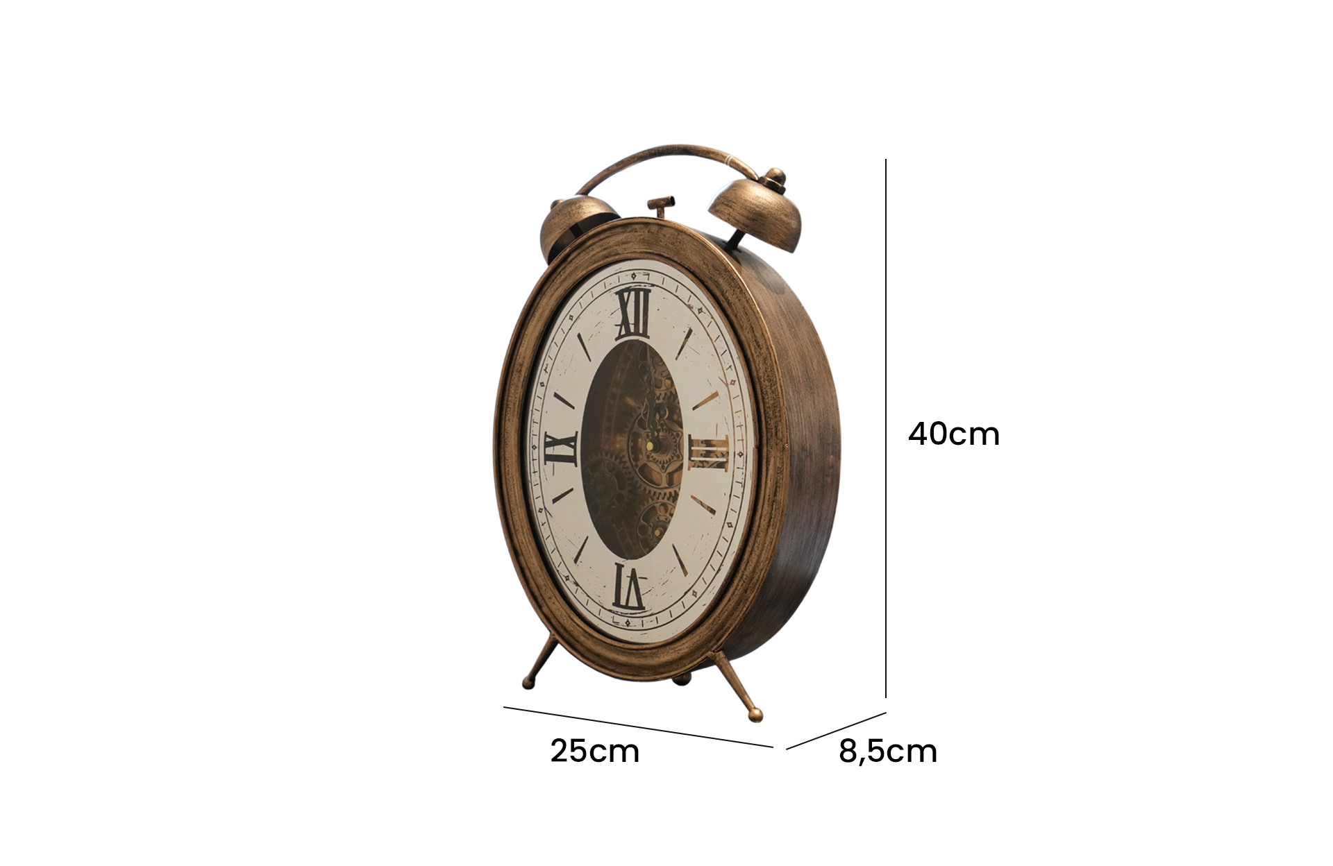 Home Decor 86841 Table Gear Clock Side View Size