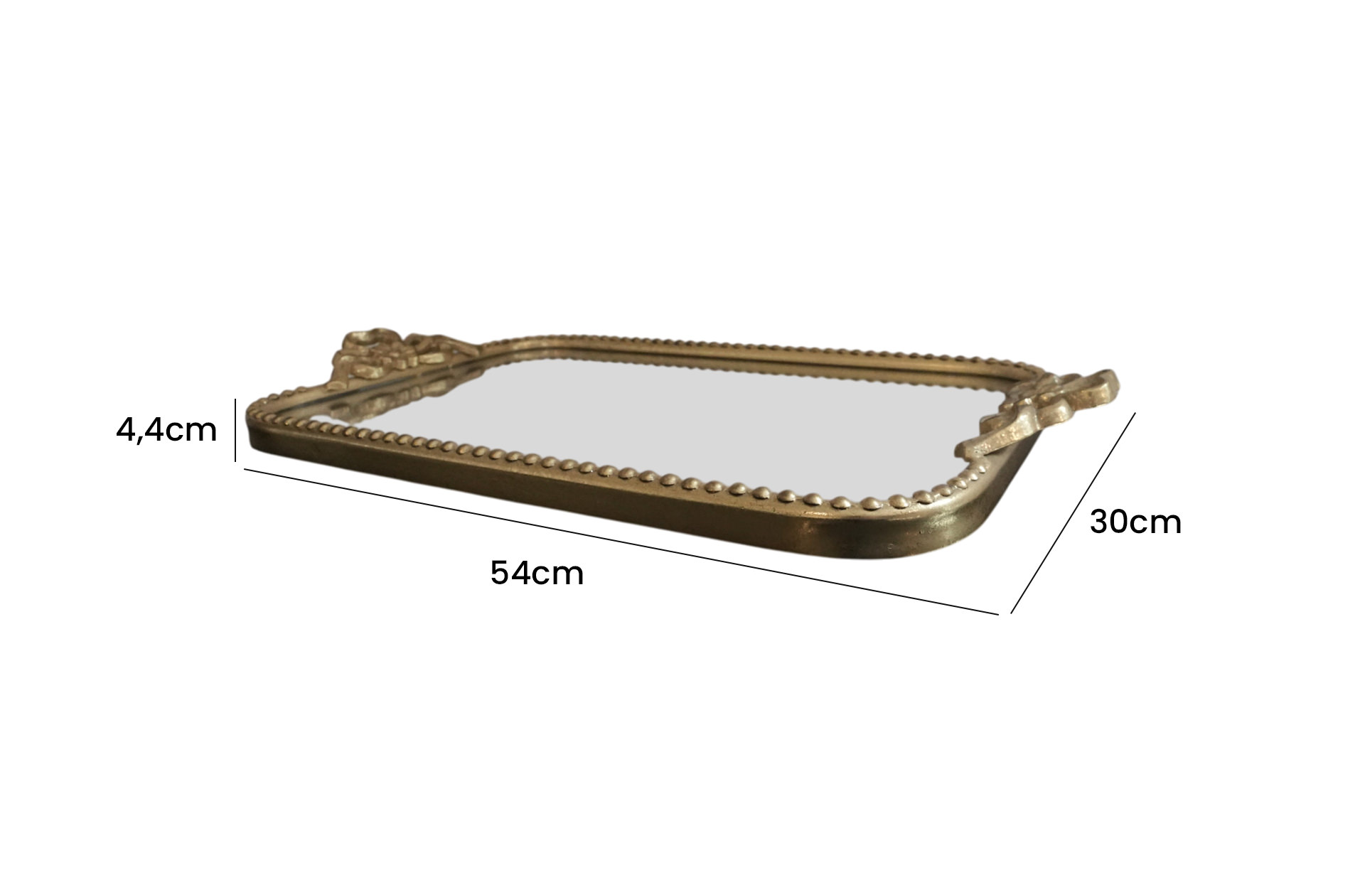 Home Decor B7201-DS Metal Tray Side View Size
