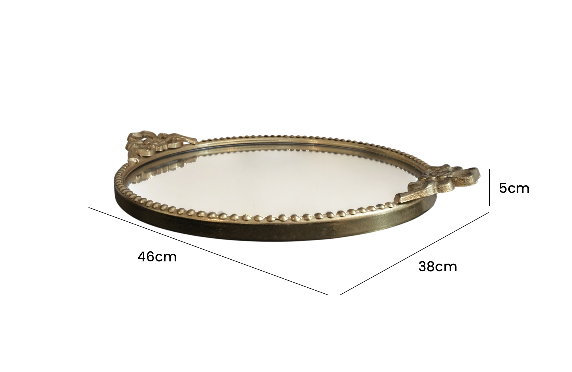 Home Decor B7202-DS Metal Tray Side View Size
