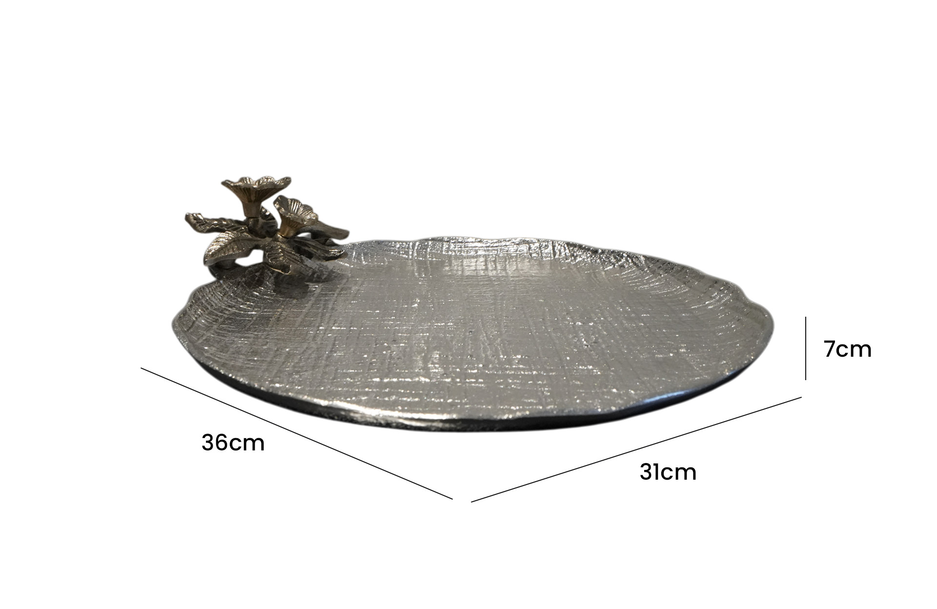 Home Decor D5576 Floral Decorative Tray Side View Size