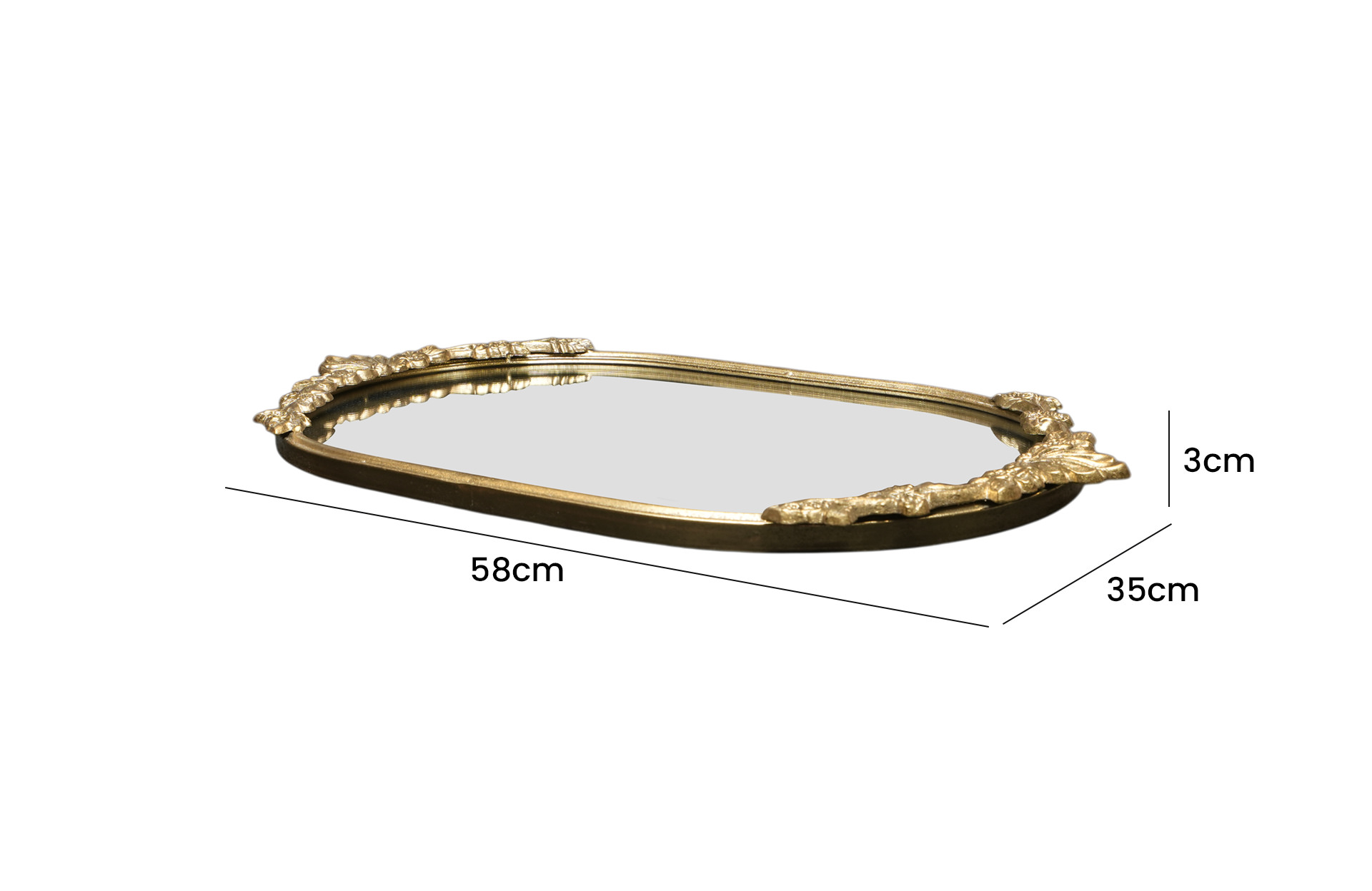 Home Decor D9060-DS Decorative Tray Side View Size