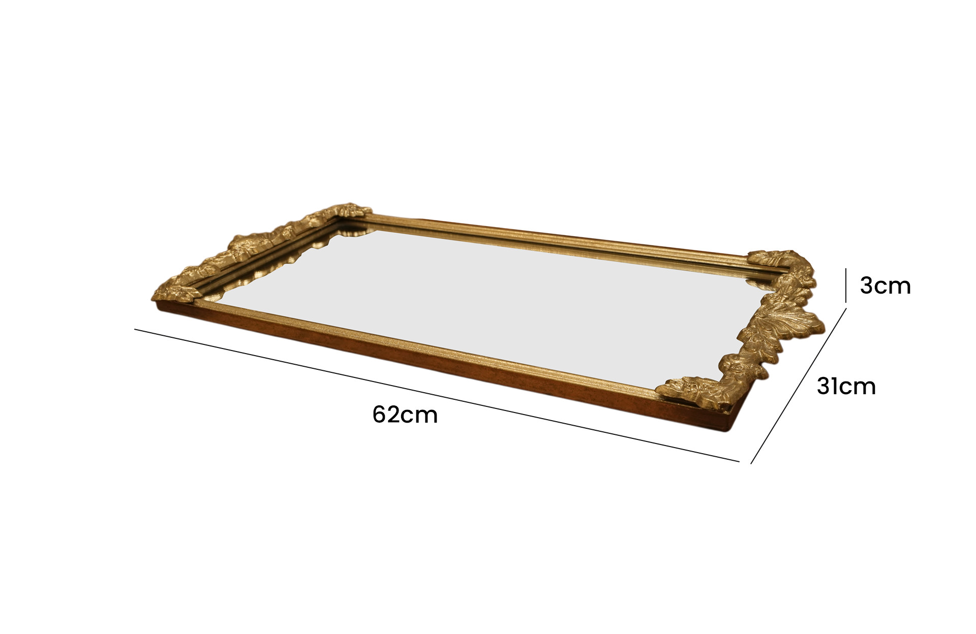 Home Decor D9062-DS Decorative Tray Side View Size