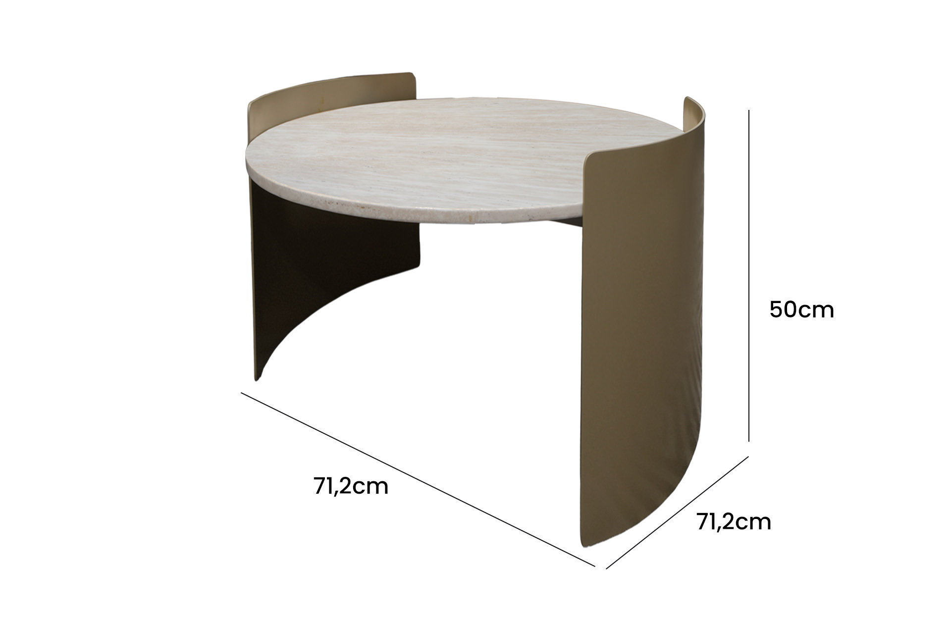 Home Decor End Table ET6168 Side View Size