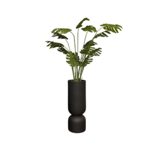 Home Decor GCR316M Vase Large Black Doff & Monstera 160 B Front View