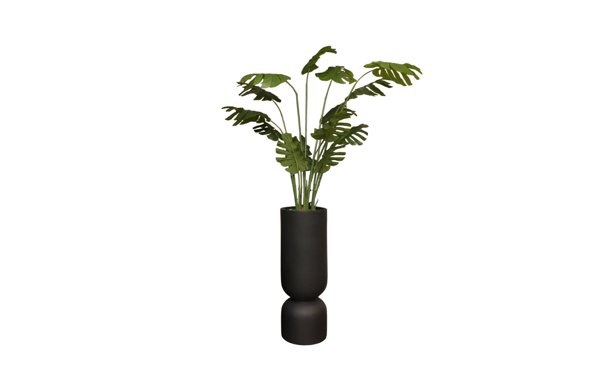 Home Decor GCR316M Vase Large Black Doff & Monstera 160 B Front View