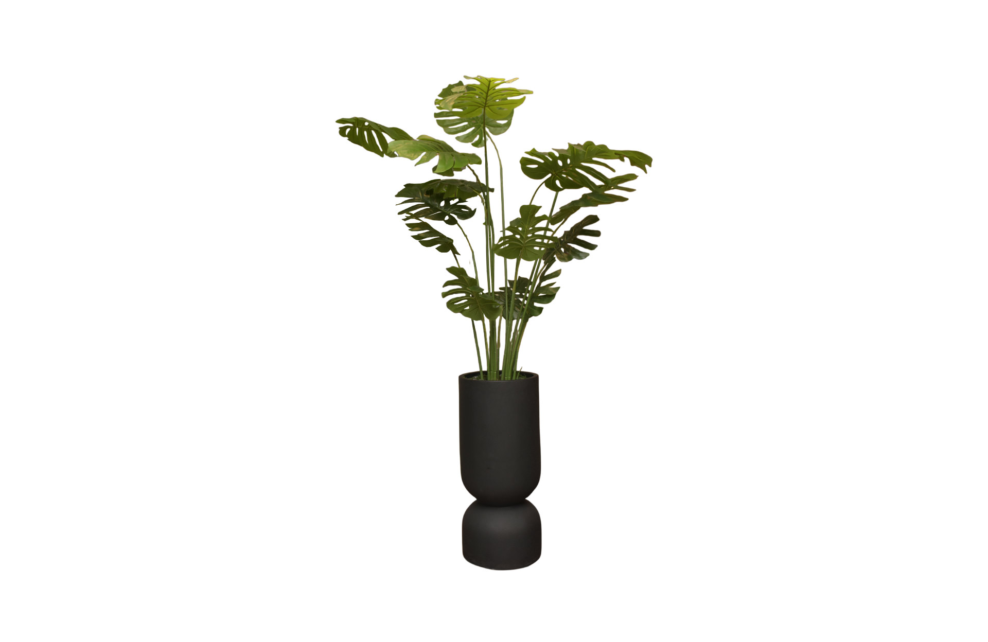 Home Decor GCR316S Vase Small Black Doff & Monstera 160 B Front View