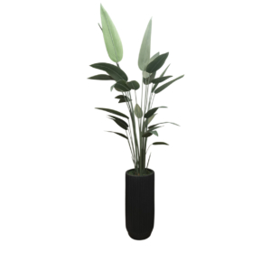 Home Decor Planter Vase Large Stripe Black Doff & Heliconia 210 Front View